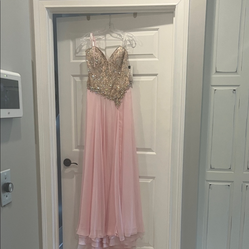 Mac Duggal Pink and Gold Dress